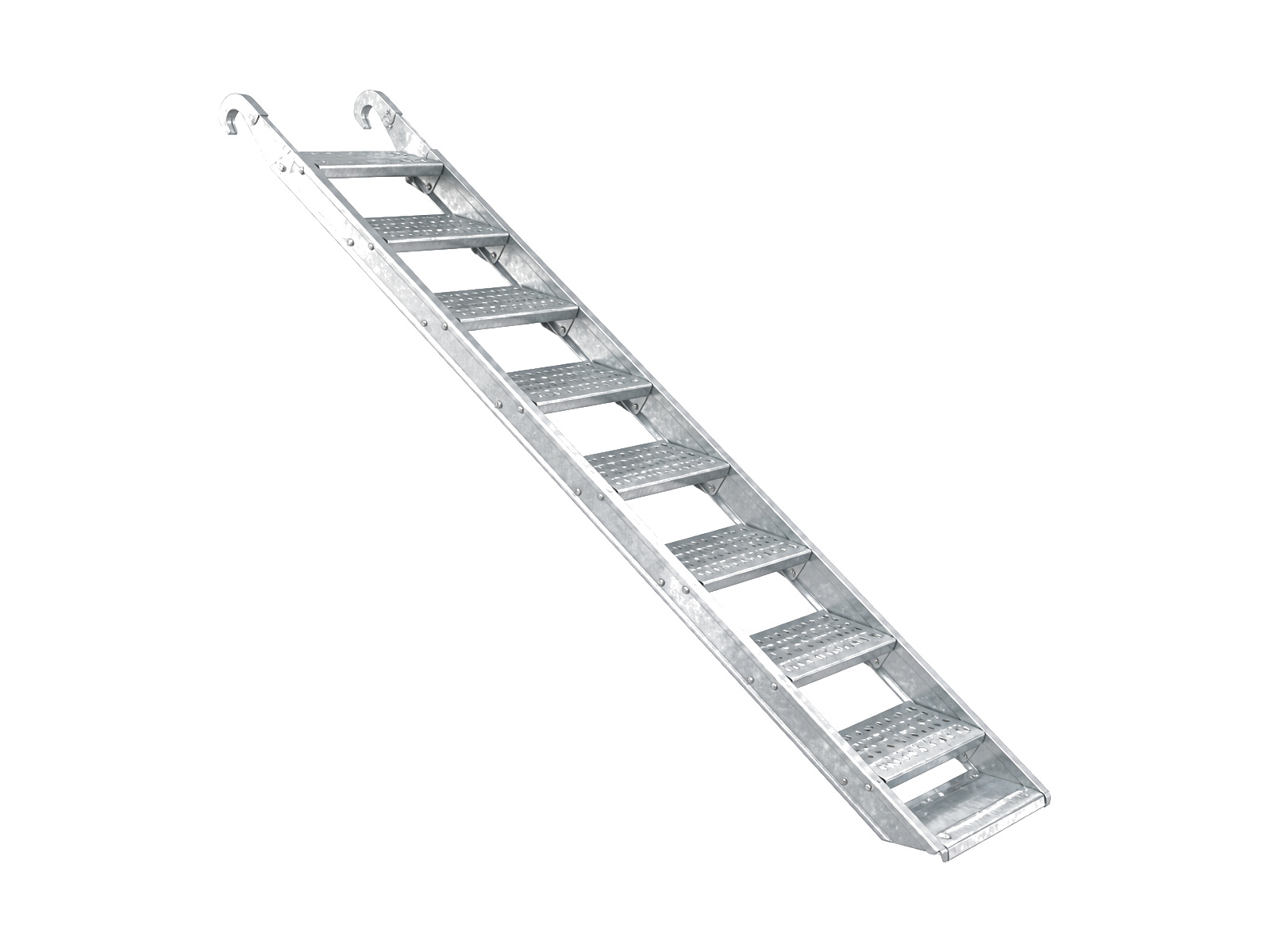 Escalera de andamio galvanizada 2300 mm con ganchos superiores